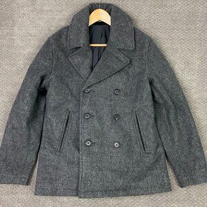 Old Navy Pea Coat Men's Medium Gray Wool Blend Military Coat Jacket Peacoat